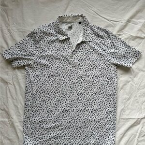 Men's White and Black Patterned Shirt